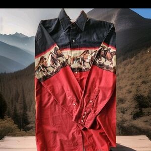 Cumberland Outfitters Vintage Western Pearl Snap Long Sleeve Men's Small